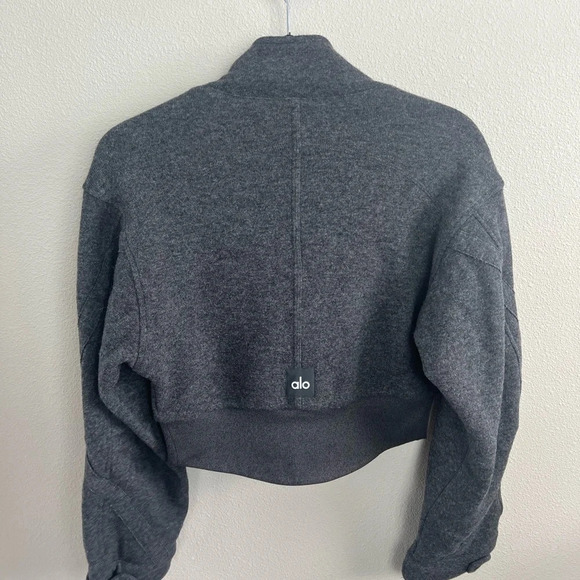 ALO Yoga Anthracite Heather Grey Cropped Strut This Jacket Activewear Women’s XS - Picture 8 of 12